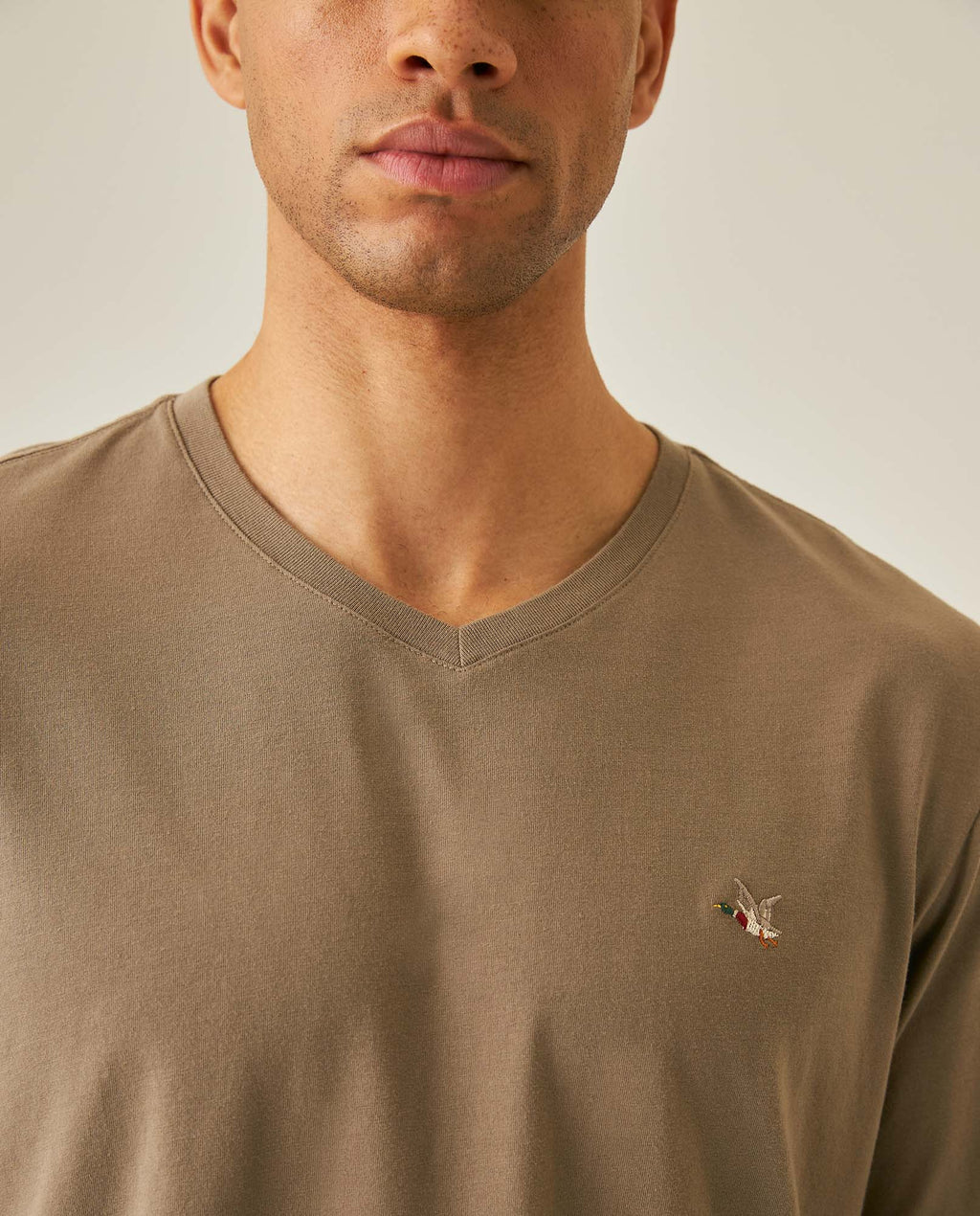 Men's Slim Fit V-Neck T-Shirt - Khaki