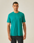 Men's T-Shirt Slim Fit Short Sleeve Crewneck Cotton Vibrant Embroidered Duck Heart Point Chest - Green