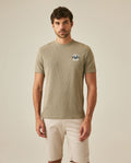 Men's T-Shirt Slim Fit Short Sleeve Cotton Polyester Waffle Texture Chest Embroidery Overlay Label - Green