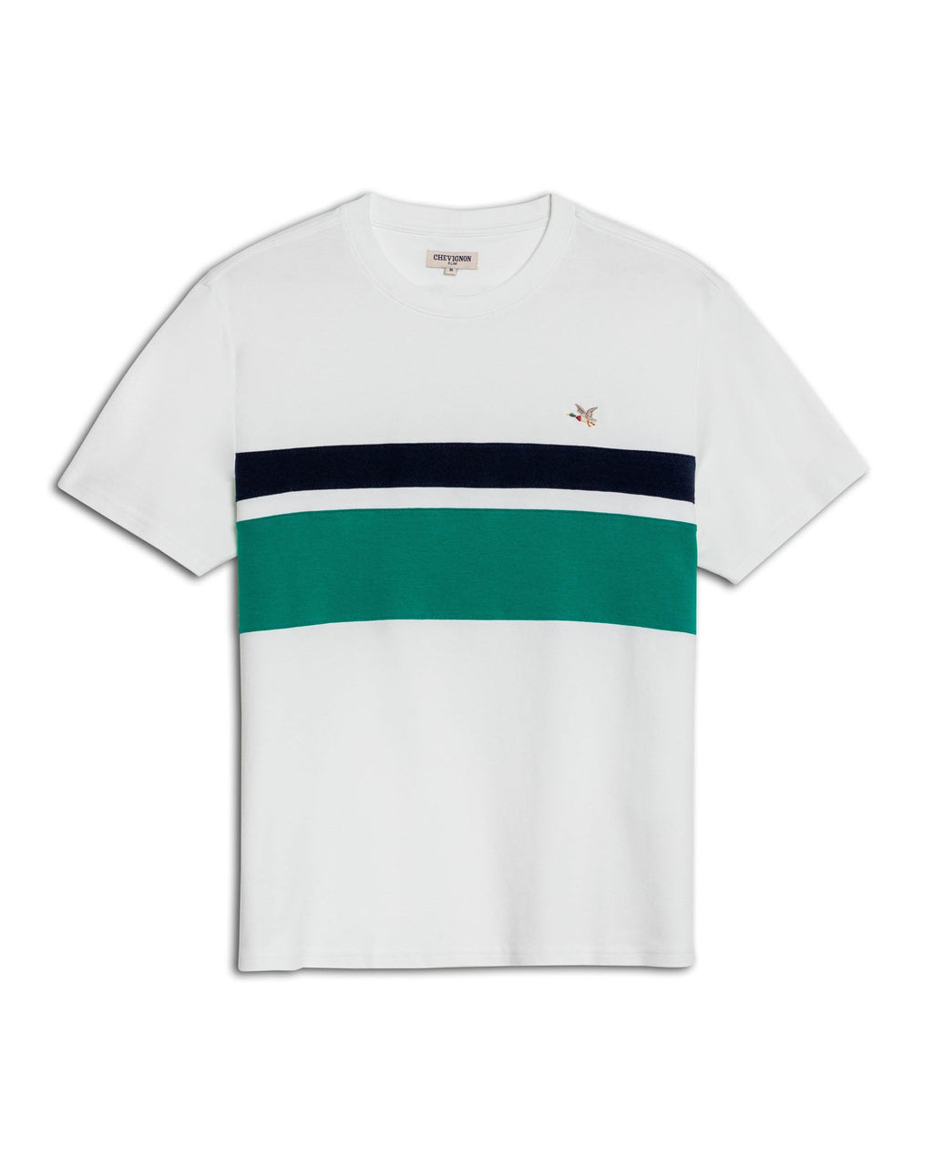Men's T-Shirt Slim Fit Short Sleeve Cotton Jersey Normalized Varsity Color Blocks Tone on Tone Duck - Raw