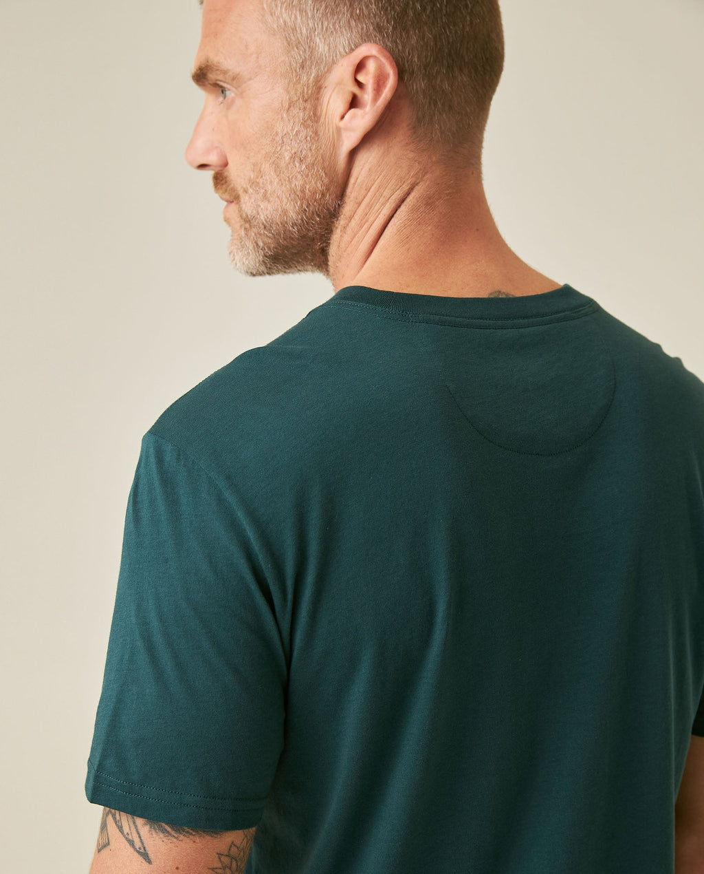 Men's T-Shirt Slim Fit Short Sleeve Crewneck Embroidered Duck Heart Point - Green
