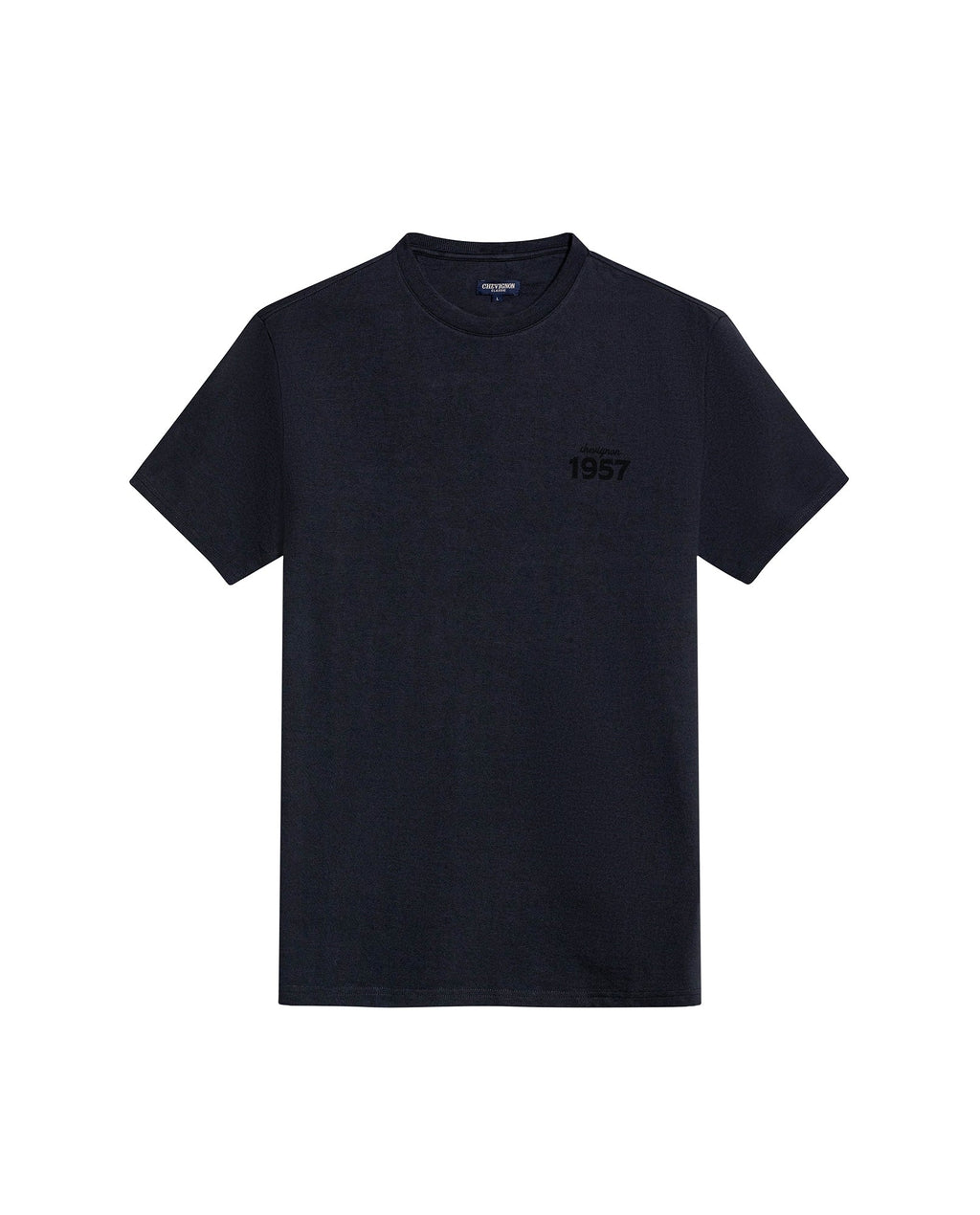 Men's T-Shirt Long Sleeve Classic Fit Cotton Jersey Medium Weight Mixed Typography Front Back - Gray