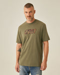 Men's T-Shirt Classic Fit Short Sleeve Crewneck Cotton Jersey Medium Weight Military Camo Aesthetic Chest Graphic - Green