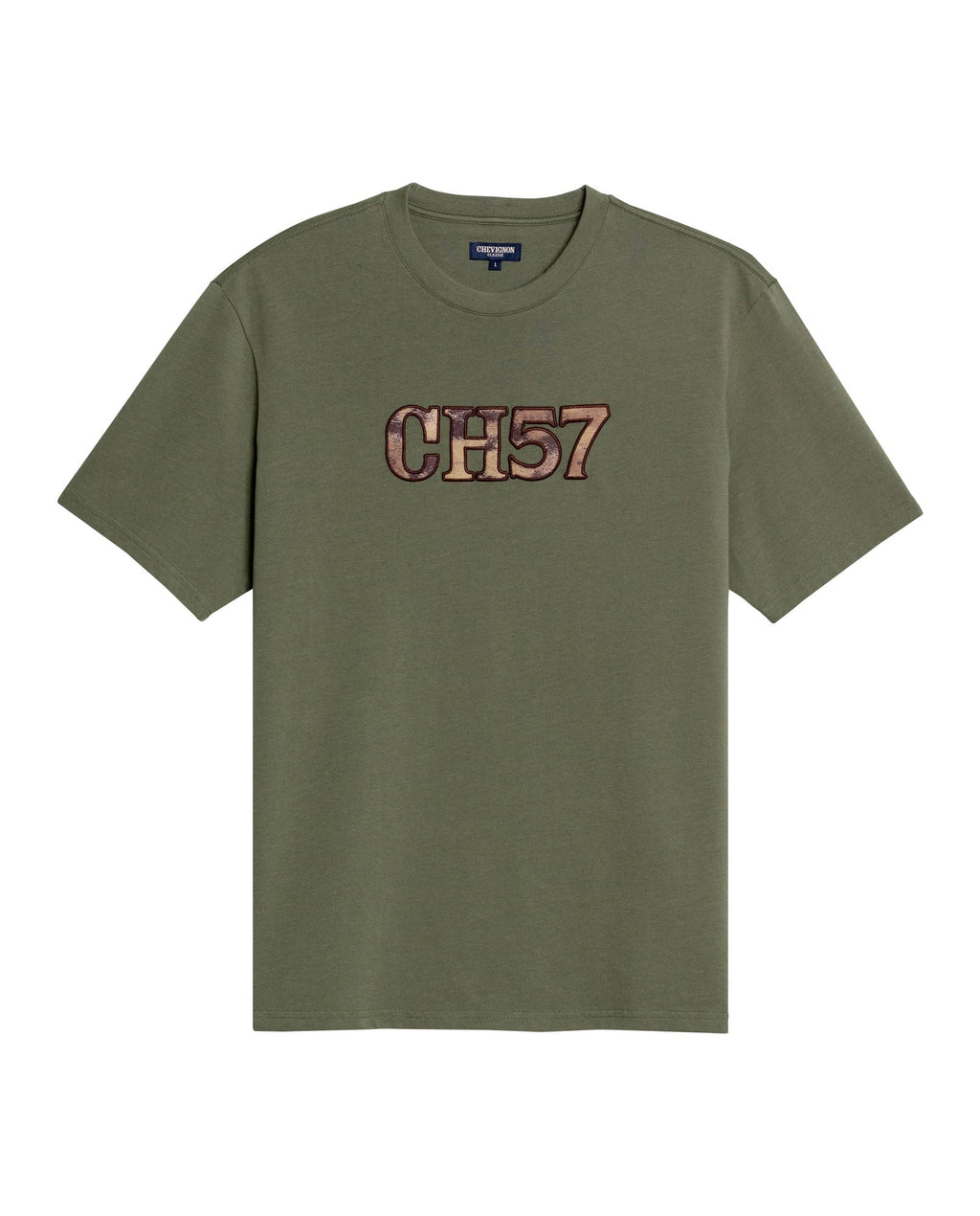 Men's T-Shirt Classic Fit Short Sleeve Crewneck Cotton Jersey Medium Weight Military Camo Aesthetic Chest Graphic - Green