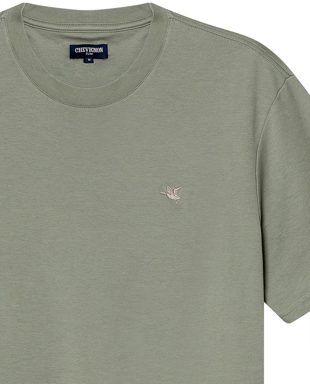 Men's T-Shirt Slim Fit Short Sleeve Cotton Jersey Double Knit Superior Durability Tone on Tone Duck Minimalist - Green